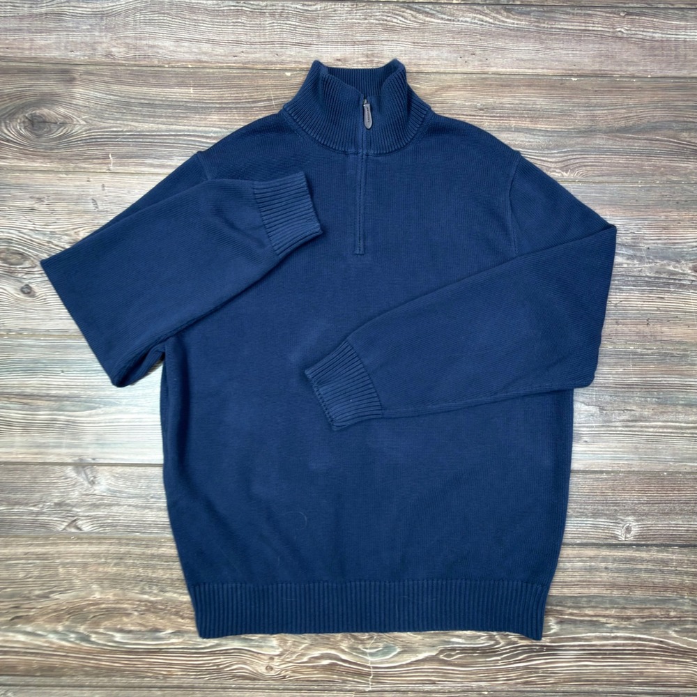 J. Crew Mens Size XL Sweater Navy Blue Cotton Quarter Zip BT793 NWOT
